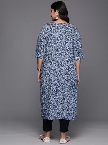 Image of Plus Size Yoke Design Cotton Straight Kurta