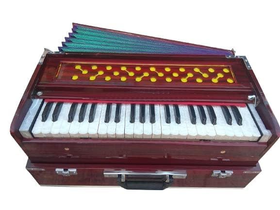 Image of Folding Harmonium With 42-Keys,7 Bellow, Two Reed(Bass-Male), 3.5 Octave, Coupler, Chudidaar With Free Paaded Carry Bag