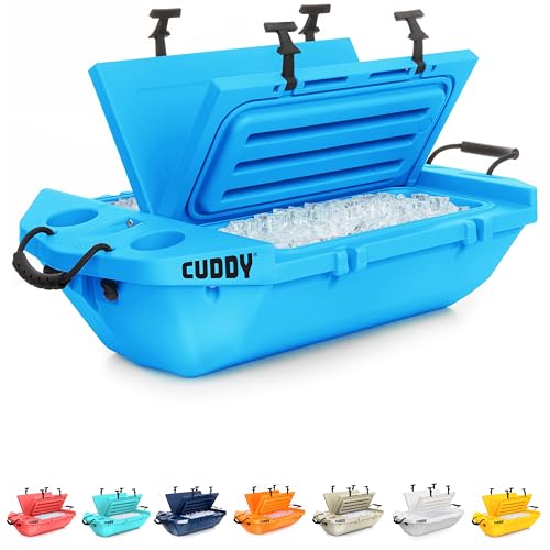 Cuddy Floating Cooler and Dry Storage Vessel for Land & Water 40QT Great for River Beach Kayak Pool & Lake - Glacier Blue