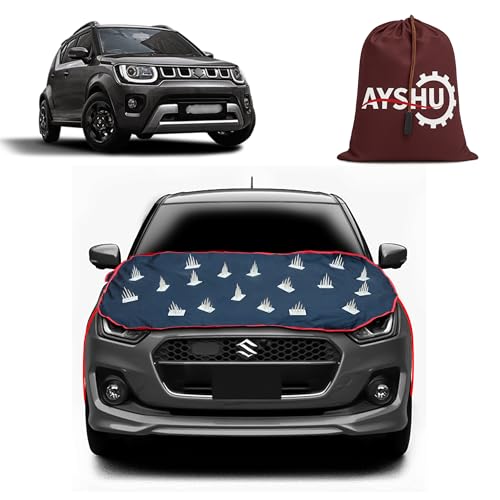 Image of AYSHU Dustproof Car Protection with Spikes for Dogs Compatible with Maruti Suzuki Ignis | Anti-Scratch Bonnet Guard | Heavy Duty Waterproof & UV Resistant Car Body Cover, Black