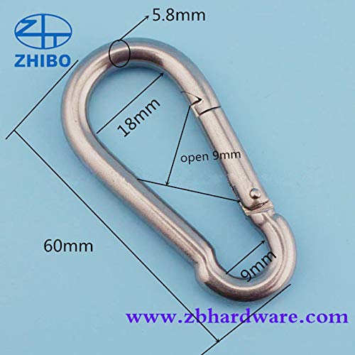 HI5 6 * 60mm stainless steel spring snap carabiner hook climbing snap