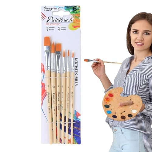 Acrylpinsel -Pinsel -Set - Kunstpinsel, Weiche Textur -Leinwandwerkzeuge | Miniatur -Skizzen -Liner -Hub -Hubspitze, Waschbarer Rund Flach Abgewinkelte Set, Dekorationspalette Griff Kit Zum Malerei De