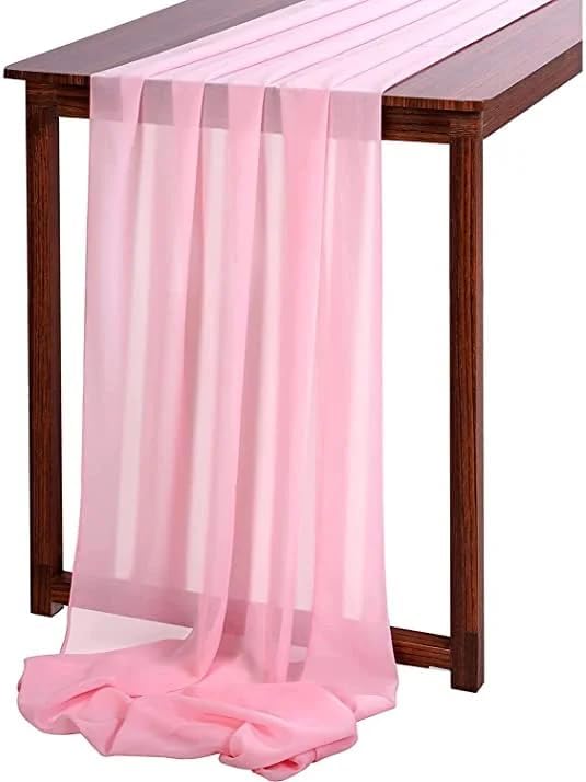 Camino de mesa de gasa de 10 pies, 27 x 120 pulgadas, romántica tela transparente para decoraciones de boda, baby shower, fiesta de cumpleaños,
