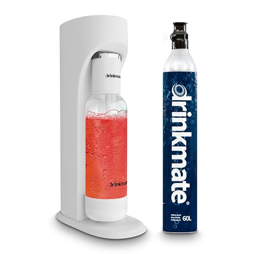 Image of Drinkmate OmniFizz Sparkling Water Maker & Soda Streaming Machine | Carbonates Any Drink | STARTER KIT | Includes One 60L CO2 Cartridge + One BPA-Free Bottle (Classic White)