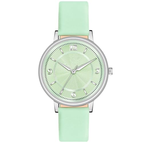 Image of Acnos 6 Colors Dial Leather Strap Quartz Analog Watch for Women - Classic & Stylish
