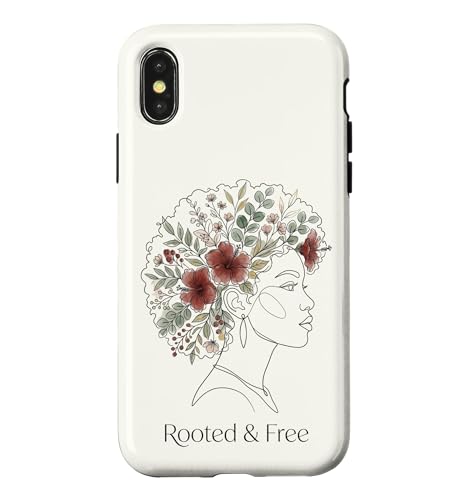 Rooted and Free Line Art �ԕ� �A�t�� ���f�B�[�X Juneteenth �X�}�z�P�[�X iPhone X/XS �p