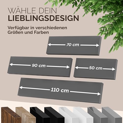 CASARIA Schweberegal 110 cm, grau, 15 kg, verdeckte Wandhalterung – Ansicht 6