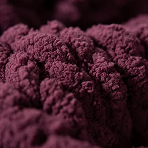 Carriediosa Chunky Knit Throw Blanket Chenille Loop Yarn Handmade Soft Fluffy Throws For Couch Sofa Bed Home Decor Breathable Cozy Heavy Thick Knitted Blanket Washable, 50" X 60" Burgundy Red #TOP3