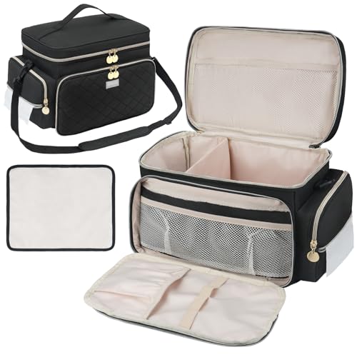 Image of Jaffzora Breast Pump Bag Compatible with Spectra S1 and S2, Breast Pumping Travel Storage Bag with Waterproof Mat for Pumping Essentials and Accessories, Black