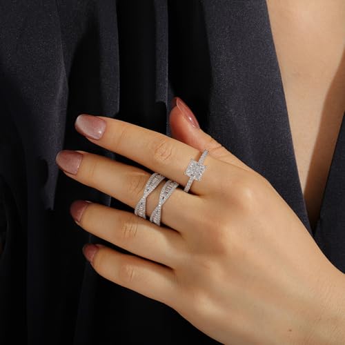 Jeulia 3.14ct Interchangeable Double Bowknot Ring Set for Women, Sterling Silver Engagement Wedding Gift 2-Piece with Jewelry Box4