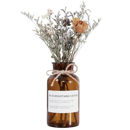 Ericotry Botellas de Vidrio Decorativas de 500 ml, Jarrón Ámbar Vintage con Diseño Creativo de Cuerda para Decoración del Hogar