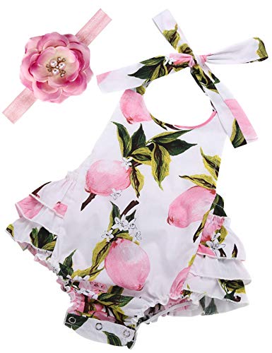 Floral Ruffle Headband Baby Girls Lemon Summer Infant Clothes,9E08C,0-6 Months(Size S)