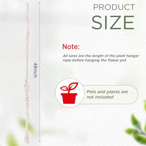 Image of EBOOT 2 Pack 48 Inch Large Macrame Plant Hanger Rope to Hang Flower Pot Plant Holder for Indoor Outdoor Decorations, 4 Legs (Ivory White)