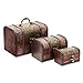 Juvale Wooden Treasure Chest Set - 3 Nesting Boxes, Brown Floral - Decorative Storage & Jewelry Box with Hinged Lid, Vintage Antique Decor