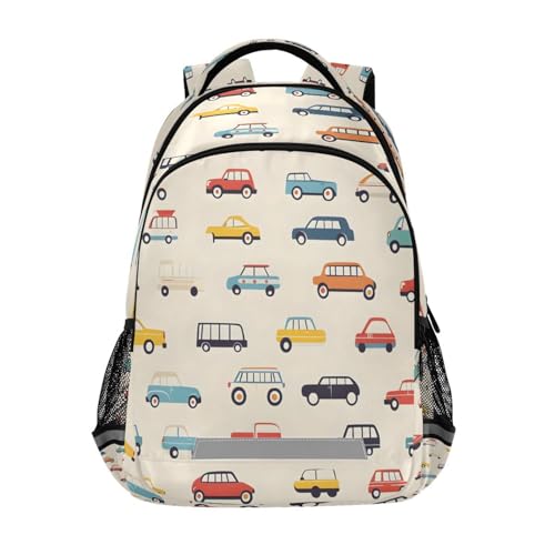 Blueangle Mochila impermeável com design de carro de desenho animado – Mochila leve e ergonômica para viagem, viagem (457)