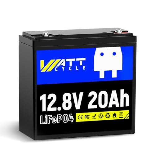 Wattcycle 12V 20Ah LiFePO4 Batterie, Deepcycle Batterie, perfekt für Wohnmobil, Trollingmoto, etc