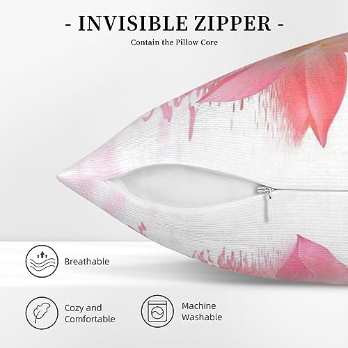Housse de coussin velours côtelé rose imprimé pour décoration canapé