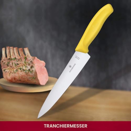 Victorinox Swiss Classic, Profi Tranchiermesser, Extra Scharfe Klinge, gerader Schliff, 19 cm, Kunststoffgriff, Rostfreier Stahl, gelb – Ansicht 4