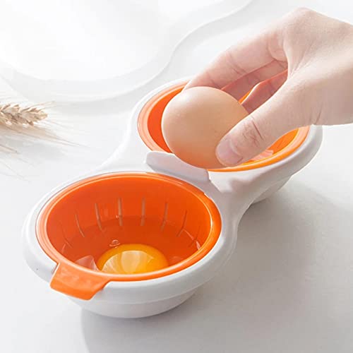 2 Pieces Of Microwave Oven Double Cup Egg Cooker, Kitchen Cooking Food Grade Boiled Poached Egg Drain Gadget #TOP4