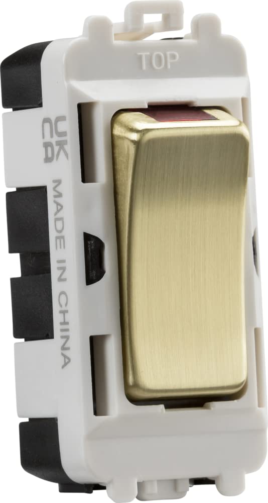 Knightsbridge 20AX DP grid module with LED indicator - brushed brass