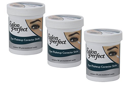 (Buy 3 Get 1 Free) Salon Perfect Eye Makeup Corrector Sticks Oil Free, Fragrance Free 100% Cotton Swabs Contains 50 Pre-Moistened Swabs Made in U.S.A