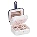 Produktbild Kleine Reisen Schmuckkästchen, Mini Schmuckschatulle Schmuckbox Aufbewahrungstasche 2 Ebenen mit Spiegel, Schmuckkoffer Mädchen für Ringe Ohrringe Halskette (Weiß)