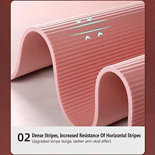 長さ185cm*幅80cm ヨガマット 厚さ20mm エクササイズマットトレーニングマット 軽量 水洗い可能 フィットネスマット ストラップと収納ケース付き ニトリルゴム 滑り止め ピラティスマット (ピンク) 5枚目