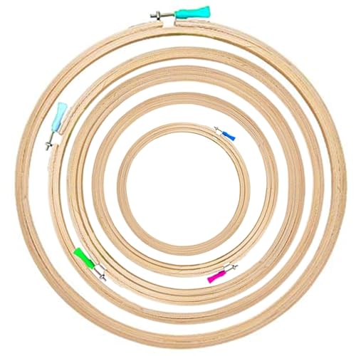 Image of Desiderio Wooden Embroidery Hoop Ring Frame Size : 6 inch,8 inch,10 inch,12 inch Inches Pack of 4pcs for Cross Stitch Craft, Sewing Tool Embroidery