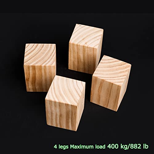 Patas de cama de madera natural cuadradas, juego de 4 patas para mesa de comedor de 5x5x10 cm 6