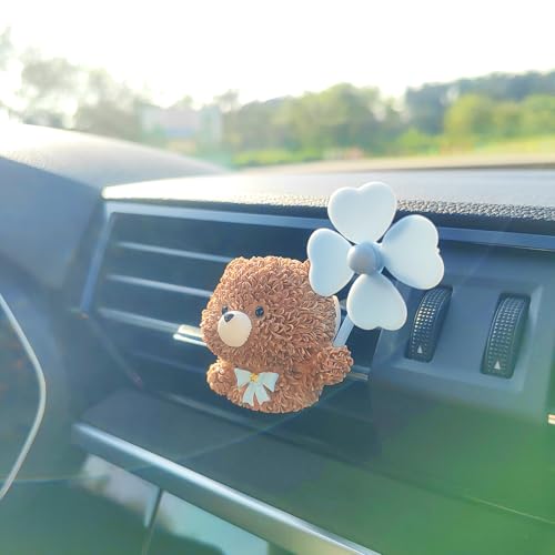 Image of Cute Car Air Freshener Vent Clips, 3D Animal with Mini Fan Diffuser Vent Clip, Air Conditioning Decoration Car Accessories for Women and Men