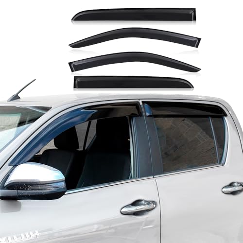 JHCHAN 4 deflectores de Viento para Puertas Laterales y Lluvia para Toyota Hilux 2015-2024 Revo Rocco AN120 AN130 Doble Cabina Parasol Protector contra la Intemperie