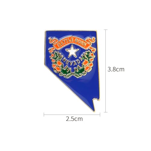 Image of State Shaped Map Lapel Metal Pin Enamel Brooch Keepsake Beautifully Designed for Backpack Hat