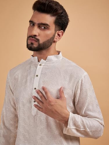 Image of Amazon Brand - Tavasya Men Maroon Self-Design Sequinned