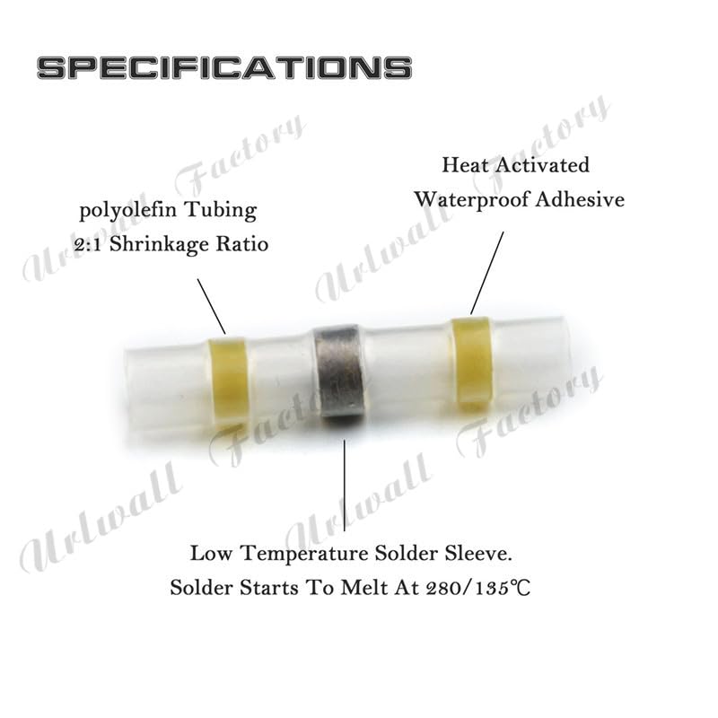 200PCS Thicken Waterproof Heat Shrink Solder Seal Butt Connectors Electrical Wire Cable Soldering Sleeve Crimp Terminals Kit