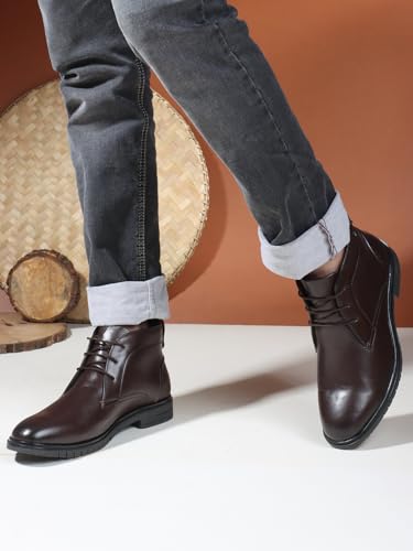 Image of Carlton London Men's Chelsea Boots With Lace-Up Round Toe Casual Boots, Party Use