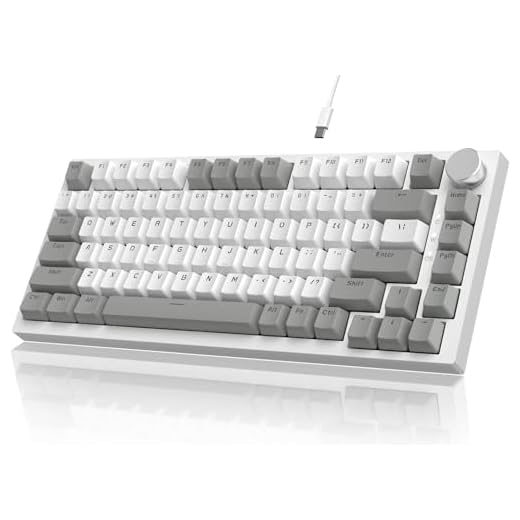 ATTACK SHARK x AJAZZ AK820 Teclado mecânico para jogos com fio 75% com botão CNC,ANSI,junta,5 espumas de absorção de som,interruptor vermelho hot-swap,retroiluminação branca,para PC MAC(Cinza Branco)
