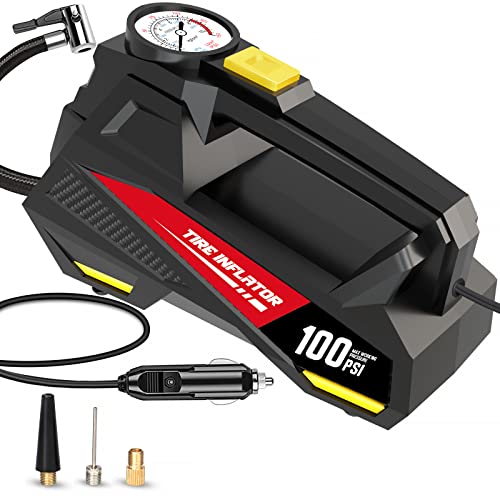 USERCENT Tire Inflator Portable Air Compressor,12V DC Auto Electric Pump for Car Tires with Digital Pressure Gauge 150PSI Air Pump with LED Light Vehicle Tire Pump for Automobile,Bicycle,Ball (red)
