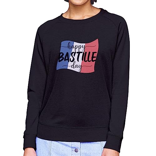 Sweatshirt femme Happy Bastille Day 14 juillet en coton confortable fete nationale