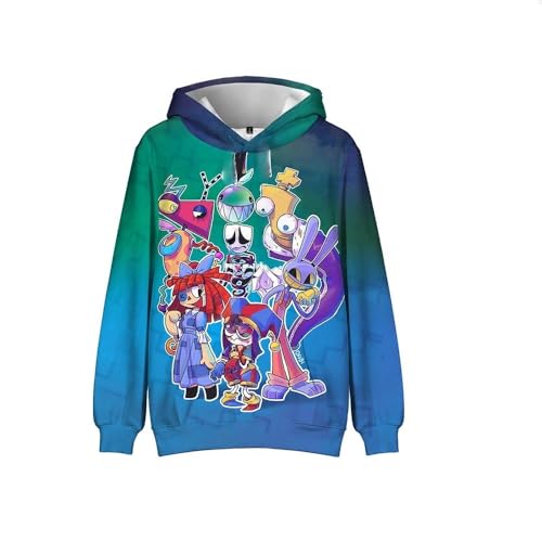 Unisex Kinder Digital Circus Cartoon Graphic Fresh Color Patchwork Pullover Hoodie