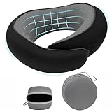 Bely King Travel Pillow for Airplane, Neck Pillow 100% Memory Foam with Comfortable Support for Long Flights, Cars, Trains Office & Home with Storage Box(Black)