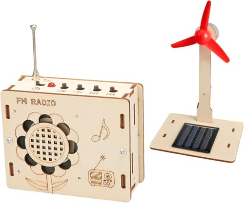 DIY FM Radio Kit and Solar Fan Kit, Electronic Science Project with PCB, Speaker, Case, Assembly...