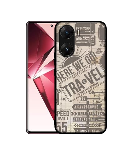 Image of Travel Design Premium 2D Printed Metal Back Case Cover for Vivo V29E 5G