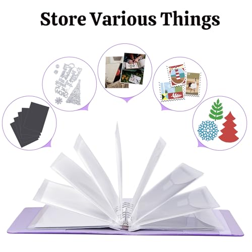 Image of UNIMEIX 12 Pcs Magnetic Sheets for Die Storage with 1 Binder Cover, 2 in 1 Storage Stamp and Die Storage Bags Die Cut Storage Supplies(0.8 mm Thickness, Purple)