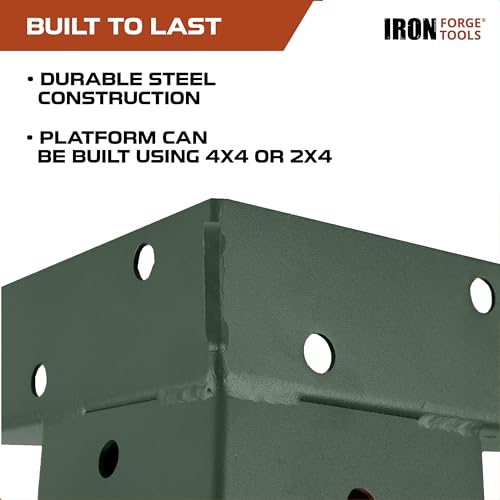 Image of Deer Stand Brackets, 4x4 Powder Coated Steel Elevator Brackets for Outdoor Hunting Platform, Elevated Deer Blinds, Tower Stands, Box Blinds & Treehouse, 4 Pack Includes Mounting Accessories