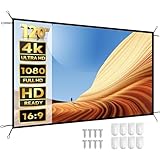 YABER 120インチ 屋外プロジェクタースクリーン 16:9 洗濯可能 折りたたみ式 折り目防止ムービースクリーン ホームシアター 屋内/屋外 裏庭 オフィス 両面投影