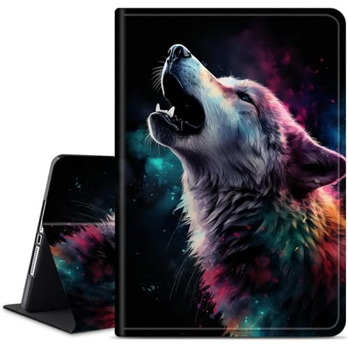 Dikoer for Samsung Galaxy Tab E 9.6" 2015 (SM-T560/T561/T565/T567) Tablet Case, Multiple Viewing Angles & Kickstand Back Case Drop Protection Smart Cover, Proud Wolf