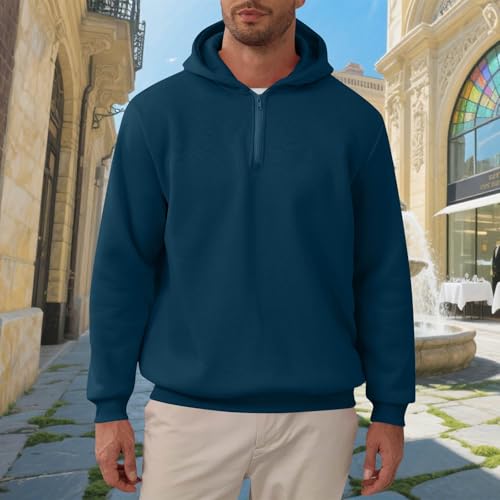 Men's Fall Basic Casual Hoodies, Classic Long Sleeve Quarter Zip Collar Loose Pullover Tops Fashion Sweatshirts2