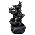 GYMNASTIKA 5-Tier Cascading Rock Water Fountain with LED Lights - Outdoor Garden Fountain with Built-in Pump, Weatherproof Resin Waterfall Decor for Patio, Backyard, Porch Feng Shui Design, UL Certif