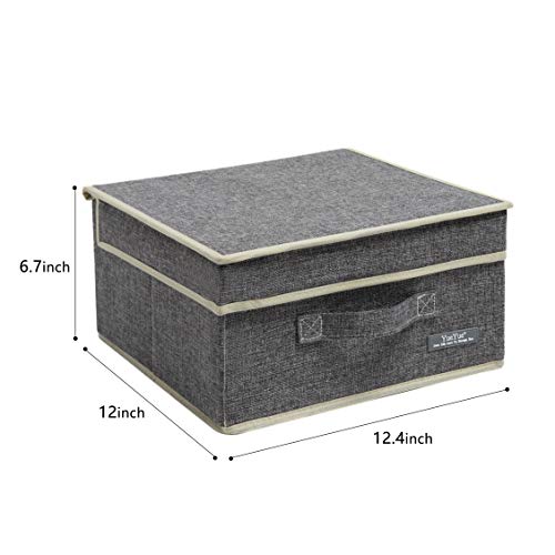 Image of YueYue Cloth Foldable Fabric Bins Box Storage - 2 Pack 12.4 X 12 X 6.7 Inch Storage Bins With Lids Organizer Basket Gray - Bins Storage Shelves Closet Boxes Pack Collapsible