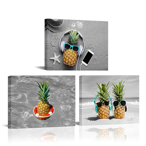 Sepwrol Pineapple Canvas Wall Art, Funny Pineapple Sunglasses Ear...